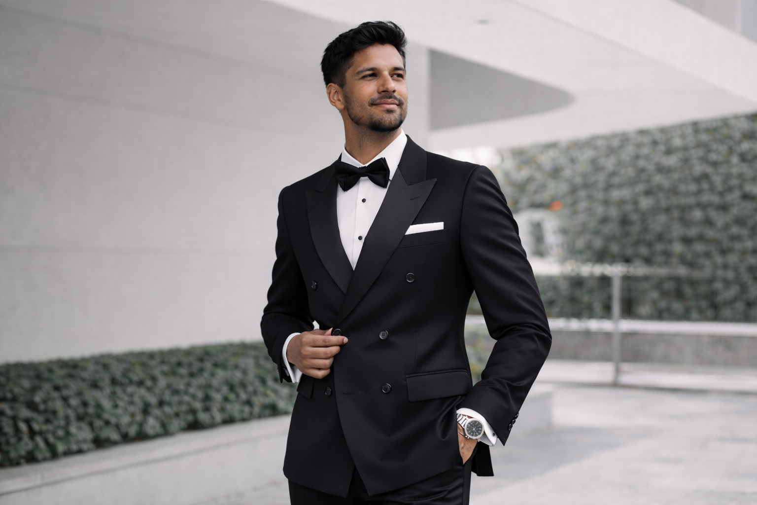 Peak Lapel Double Breast Black Tuxedo Suit – Busanimen