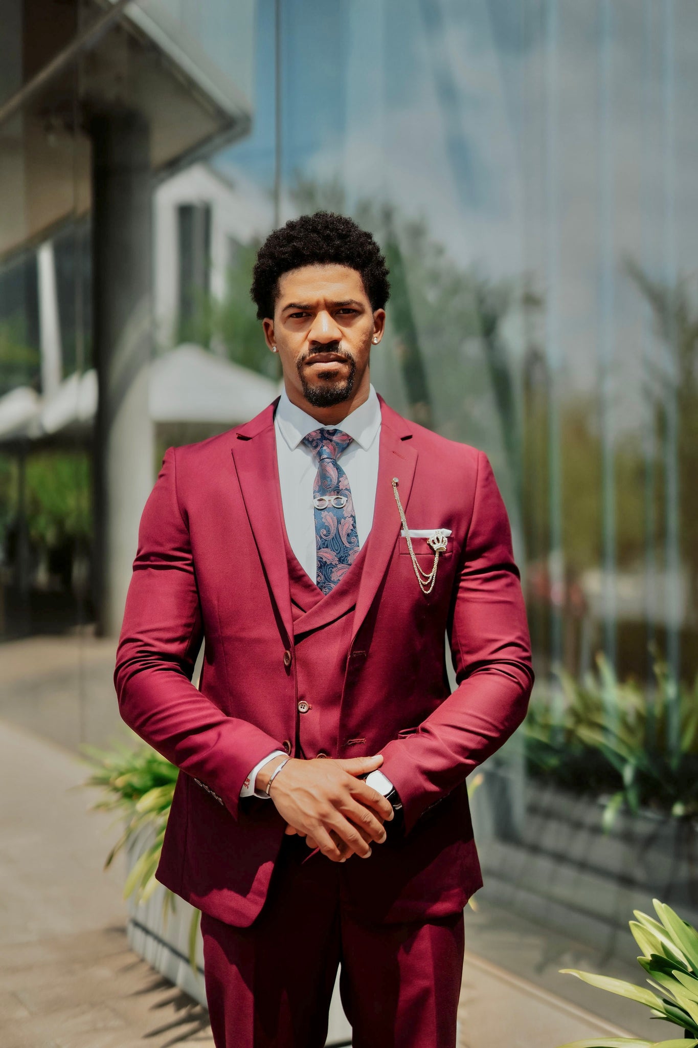 Burgundy Contemporary Suit