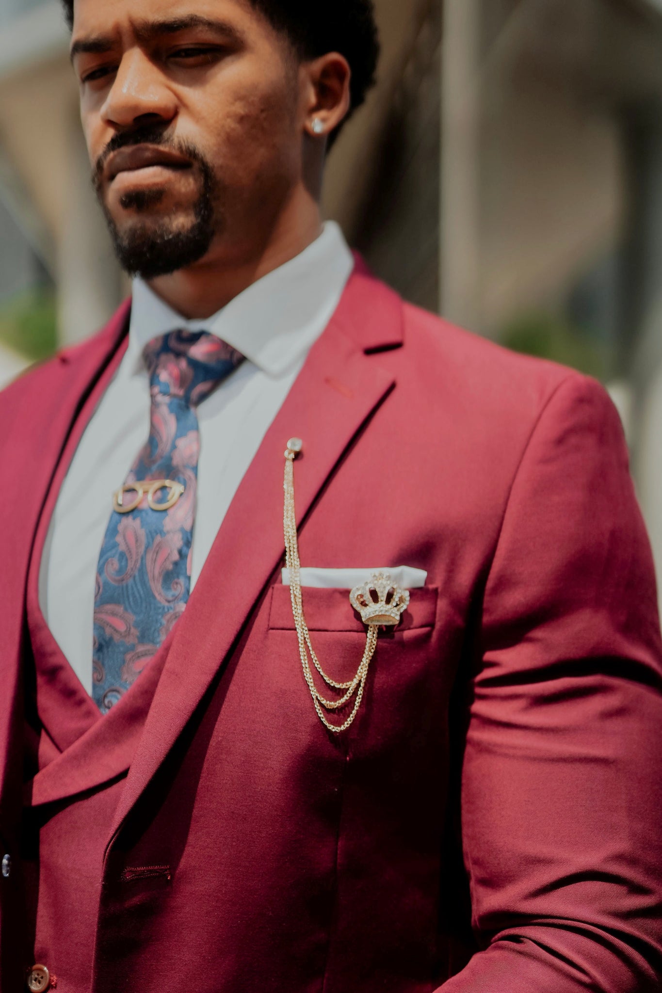 Burgundy Contemporary Suit