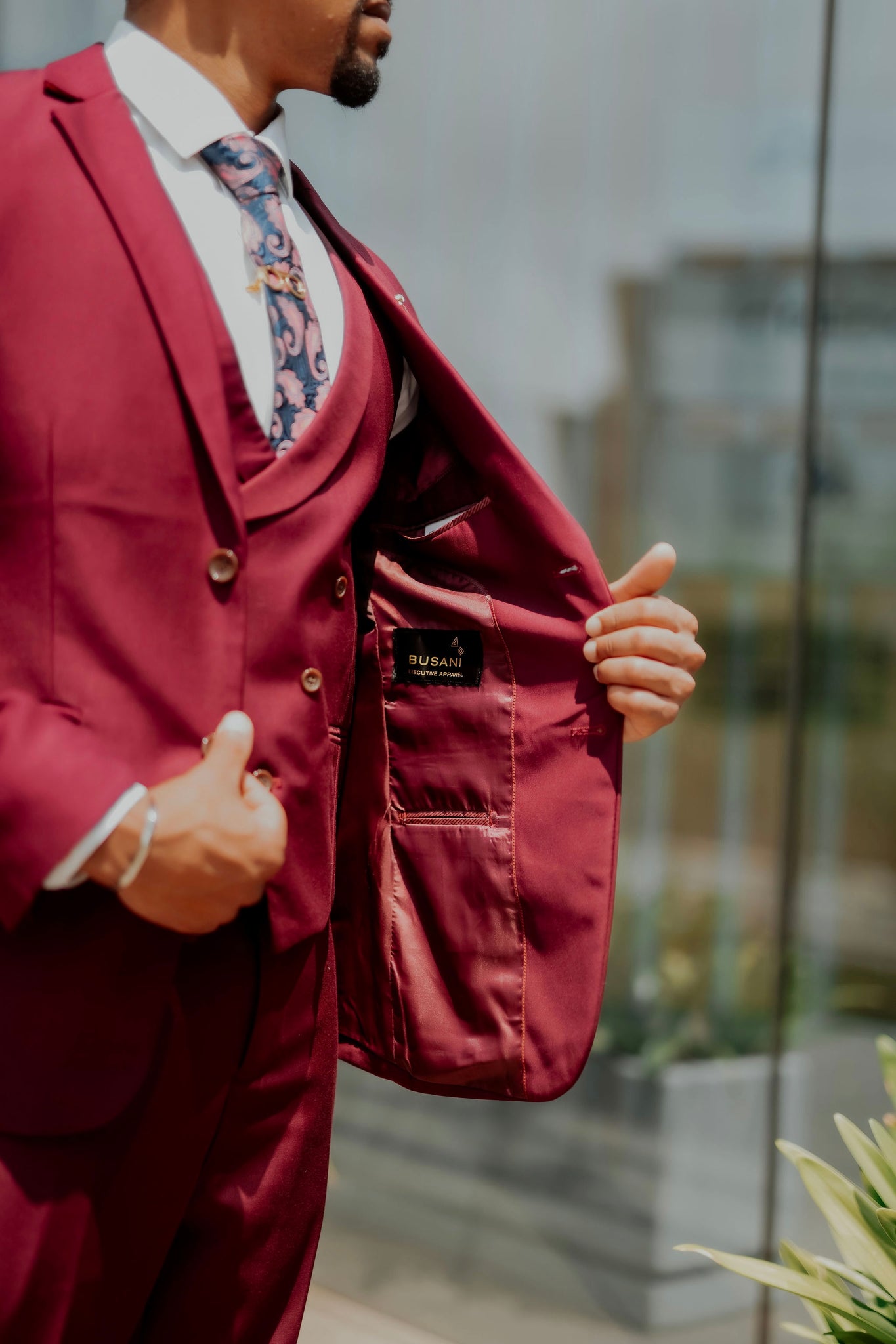 Burgundy Contemporary Suit